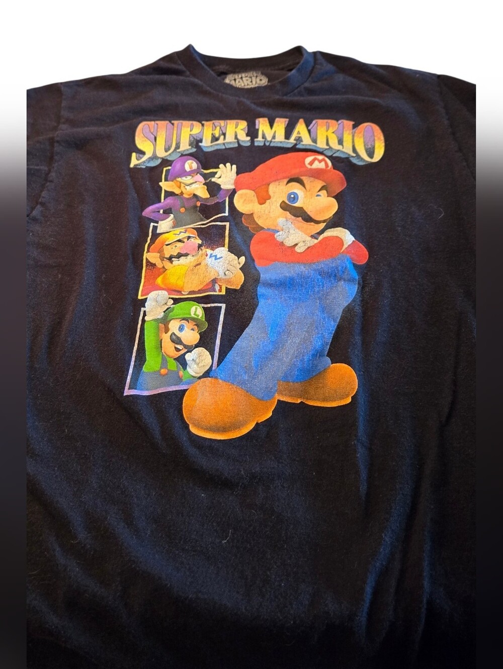 Super Mario Black Graphic Tee - Classic Characters Size Med